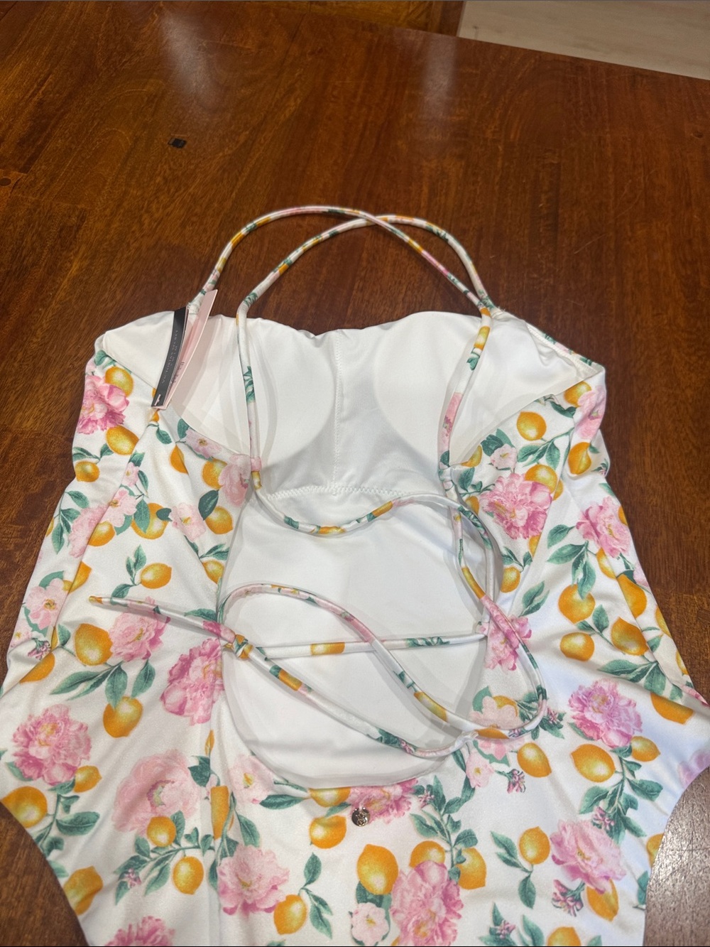 NWT Victoria's Secret Floral and Lemon Print One-Piece w/ Strappy Back Design - Picture 8 of 11